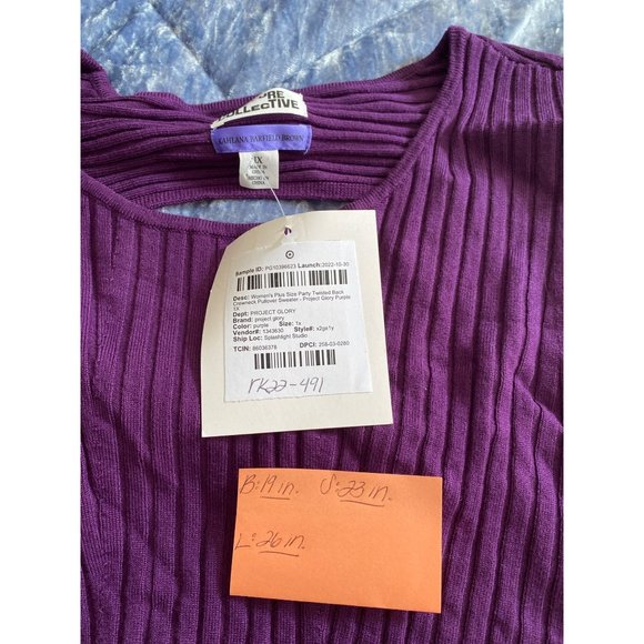 Women's Party Twisted Back Crewneck Pullover Sweater Future Collective Purple 1X - Picture 6 of 10